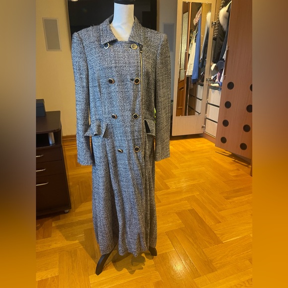 Escada trench maxi long double breasted wool tweed coat Sz 40 USA 12-14 - Picture 15 of 15